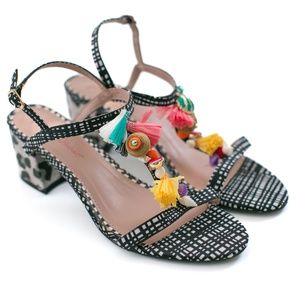 Betsey Johnson  Dynah Tassel Leopard Heeled Sandals  Size 11